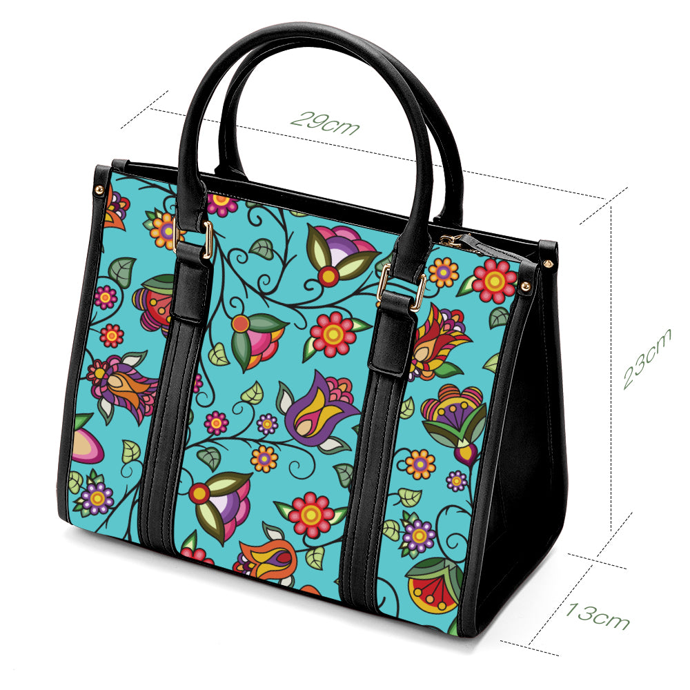 Heartbeat Petals Turquoise Hand or Shoulder Bag