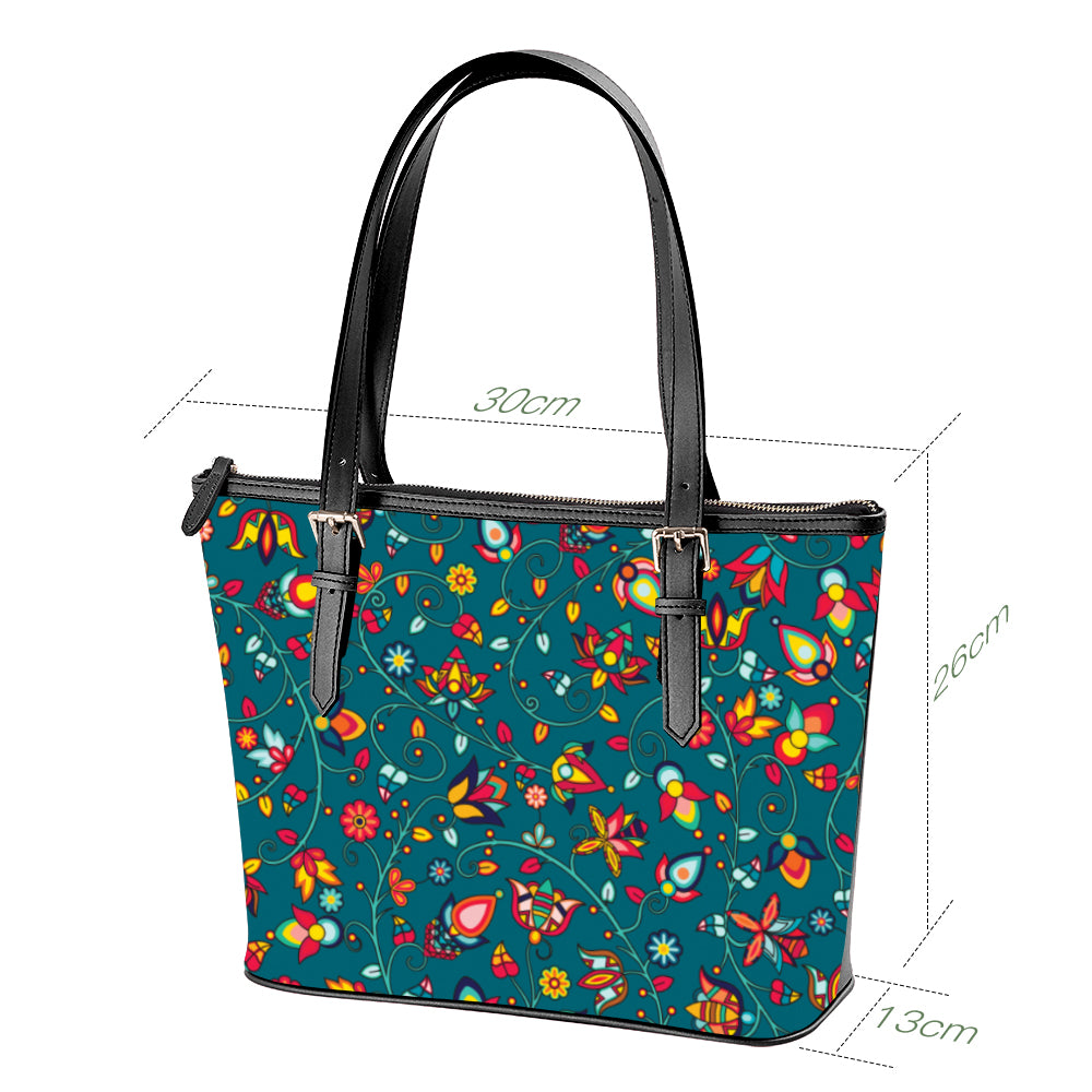 Thorny Path Teal Large Tote Shoulder Bag