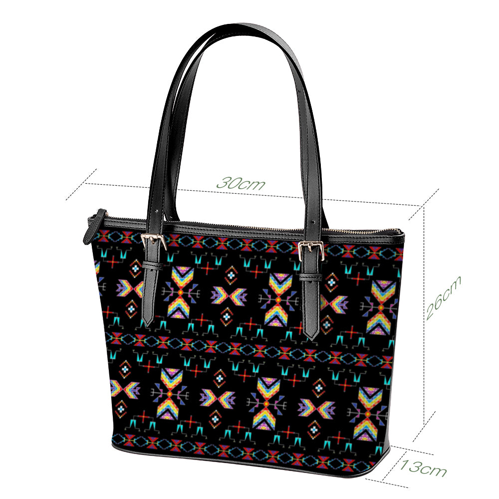 Rainy Chief Rainbow Black Large Tote Shoulder Bag