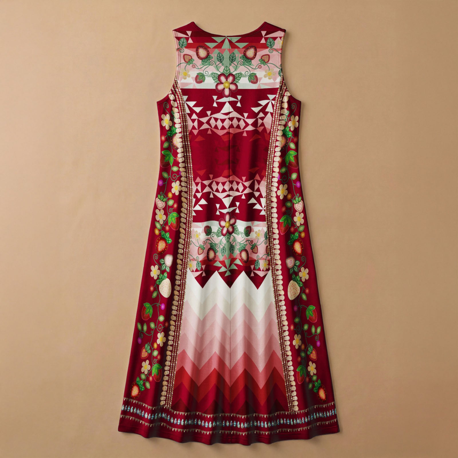 Sacred Strawberry Maroon 1 Women's Sleeveless Long Dress