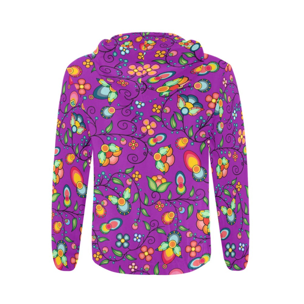 Floral Bounty Purple Men's Zipper Hoodie