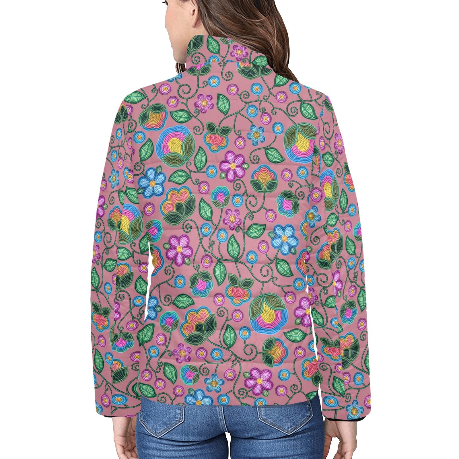 Turquoise Sunbeam Peach Women's Stand Collar Padded Jacket