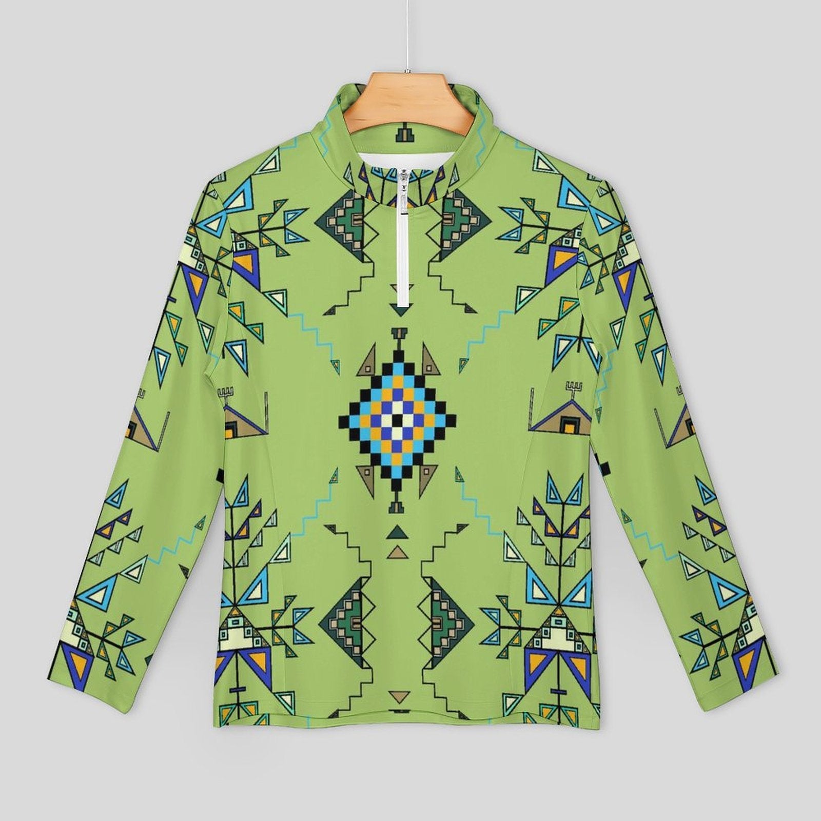 Bear Shield Green Long Sleeve Yoga Shirt