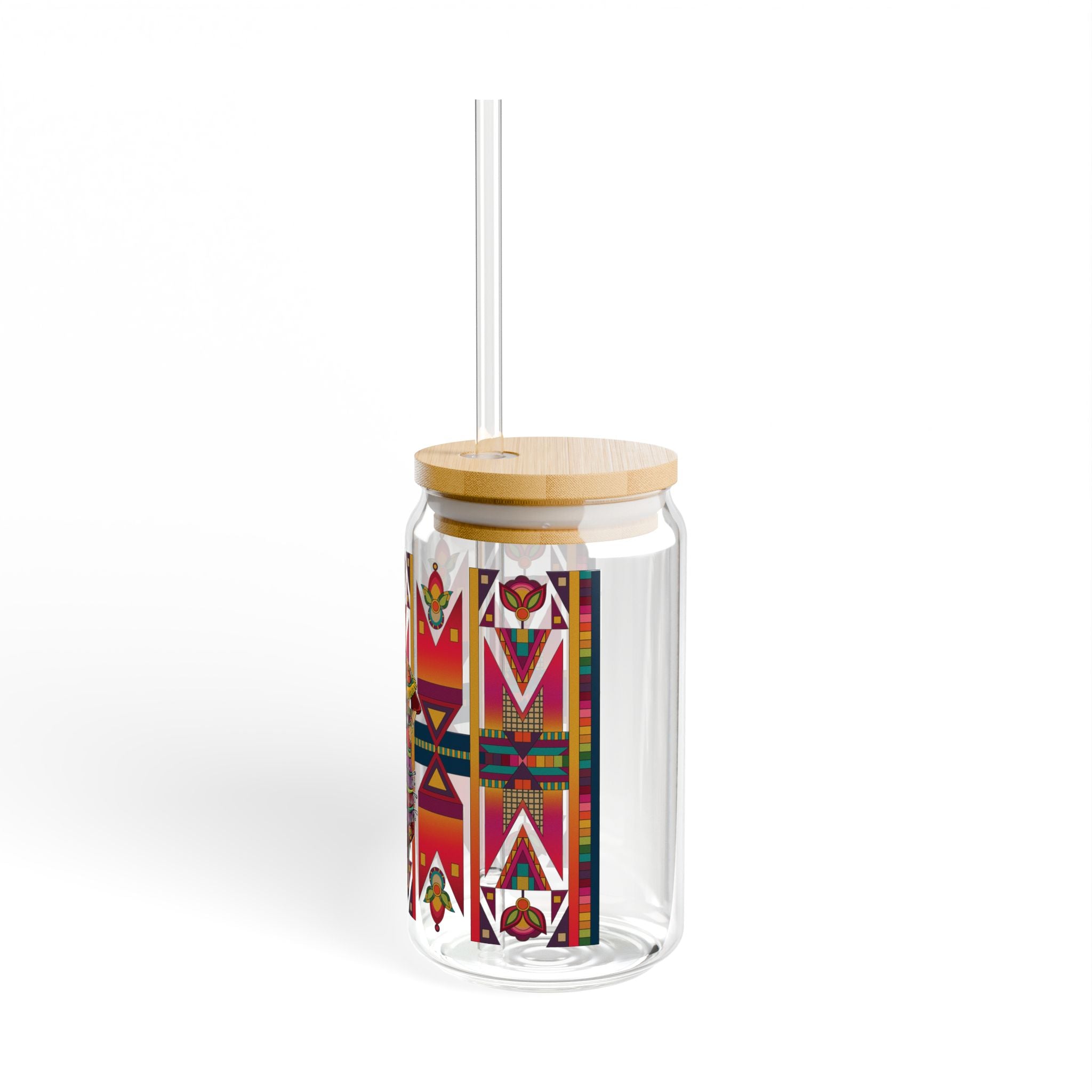 Jingle Dancer 3 Colorful 16oz Sipper Glass with Straw