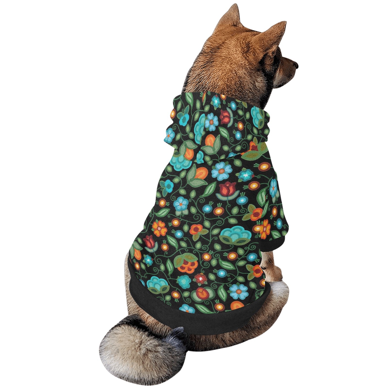 Prairie Fire Petals Black Pet Dog Hoodie