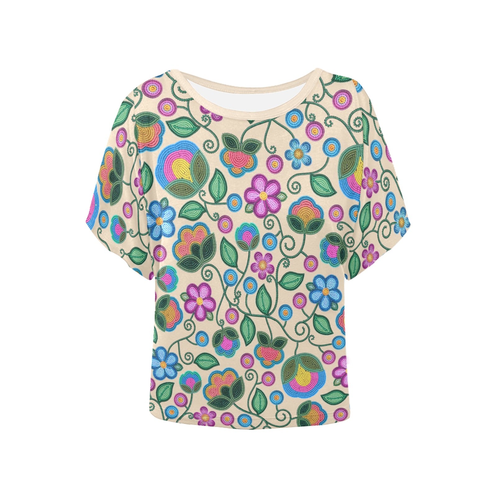 Turquoise Sunbeam Cream Women's Batwing-Sleeved Blouse T-shirt