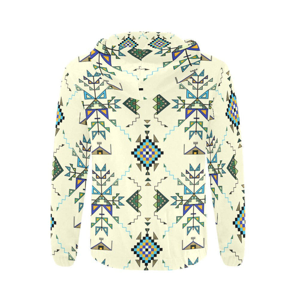 Bear Shield Cream Men's Zipper Hoodie