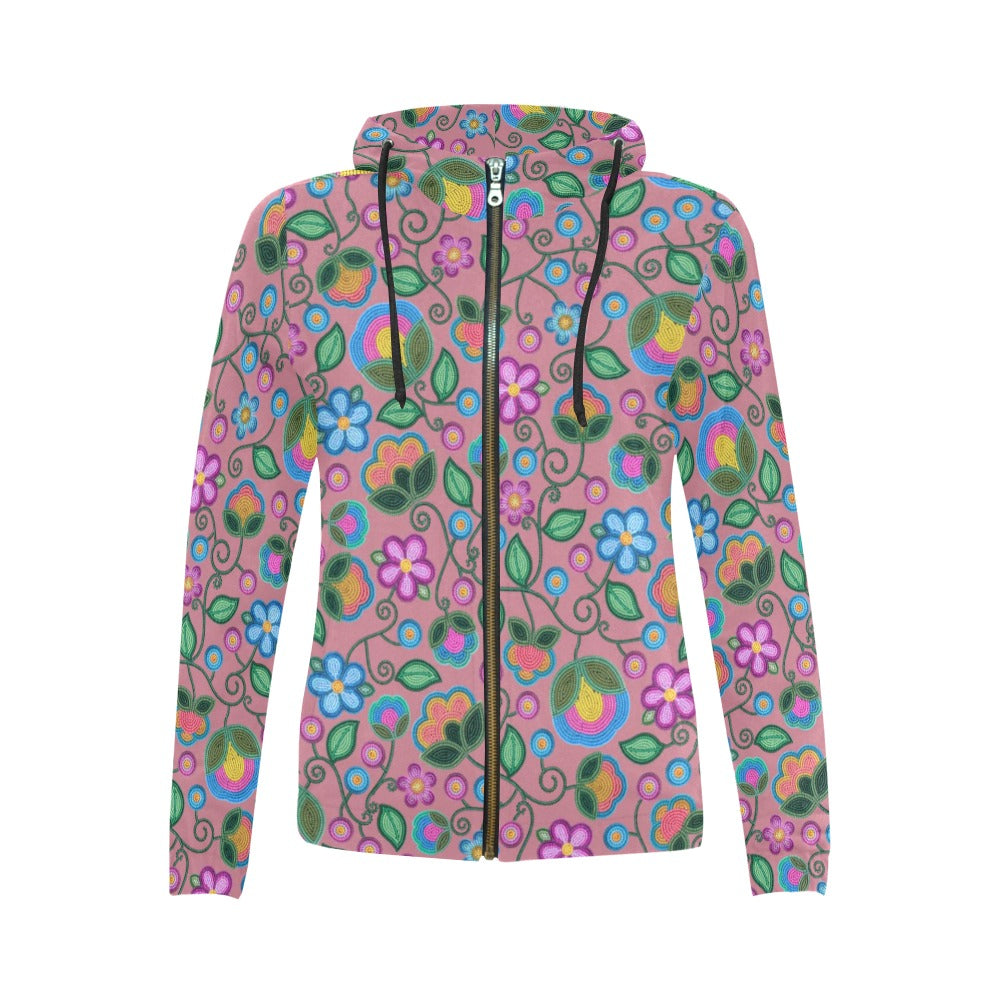 Turquoise Sunbeam Peach Full Zip Hoodie for Women