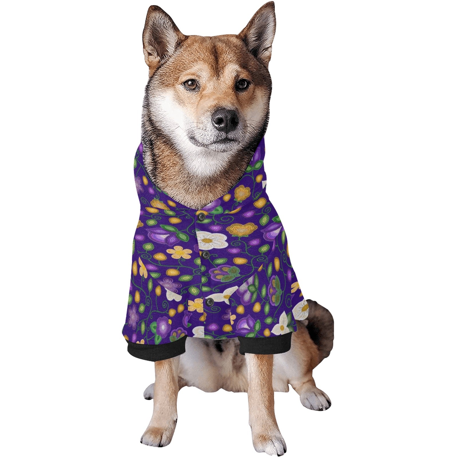 Midnight Moss Bloom Aubergine Pet Dog Hoodie