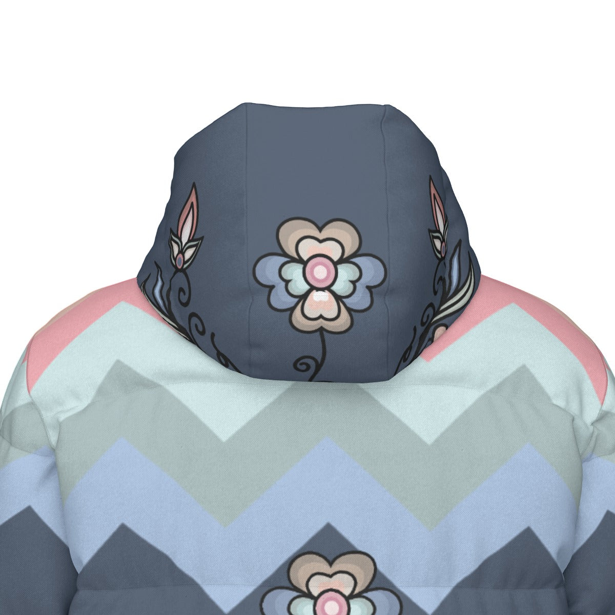 Frostfall Radiance Floral Unisex Long Down Jacket