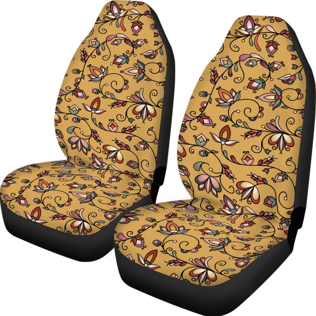 Burnt Sky Petals Gold Universal Car Seat Cover With Thickened Back