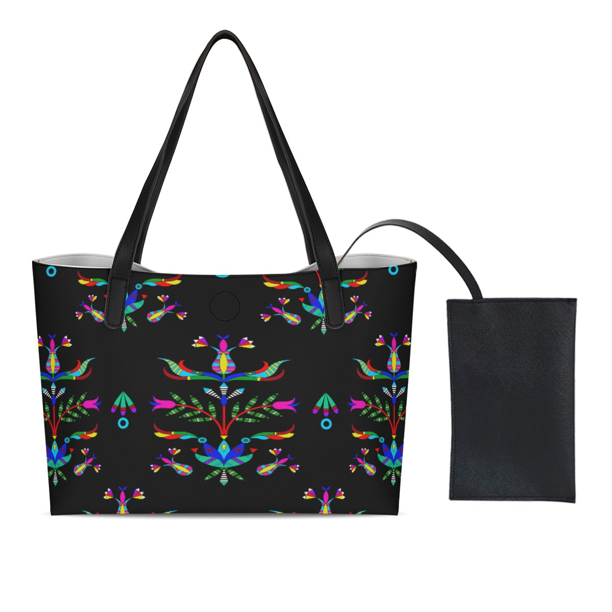 Dakota Damask Black Shopping Tote Bag With Black Mini Purse