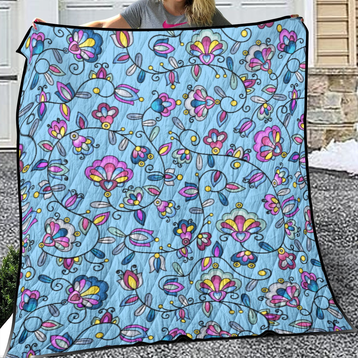 utumn Bundle Blessing Blue Lightweight & Breathable Quilt With Edge-wrapping Strips