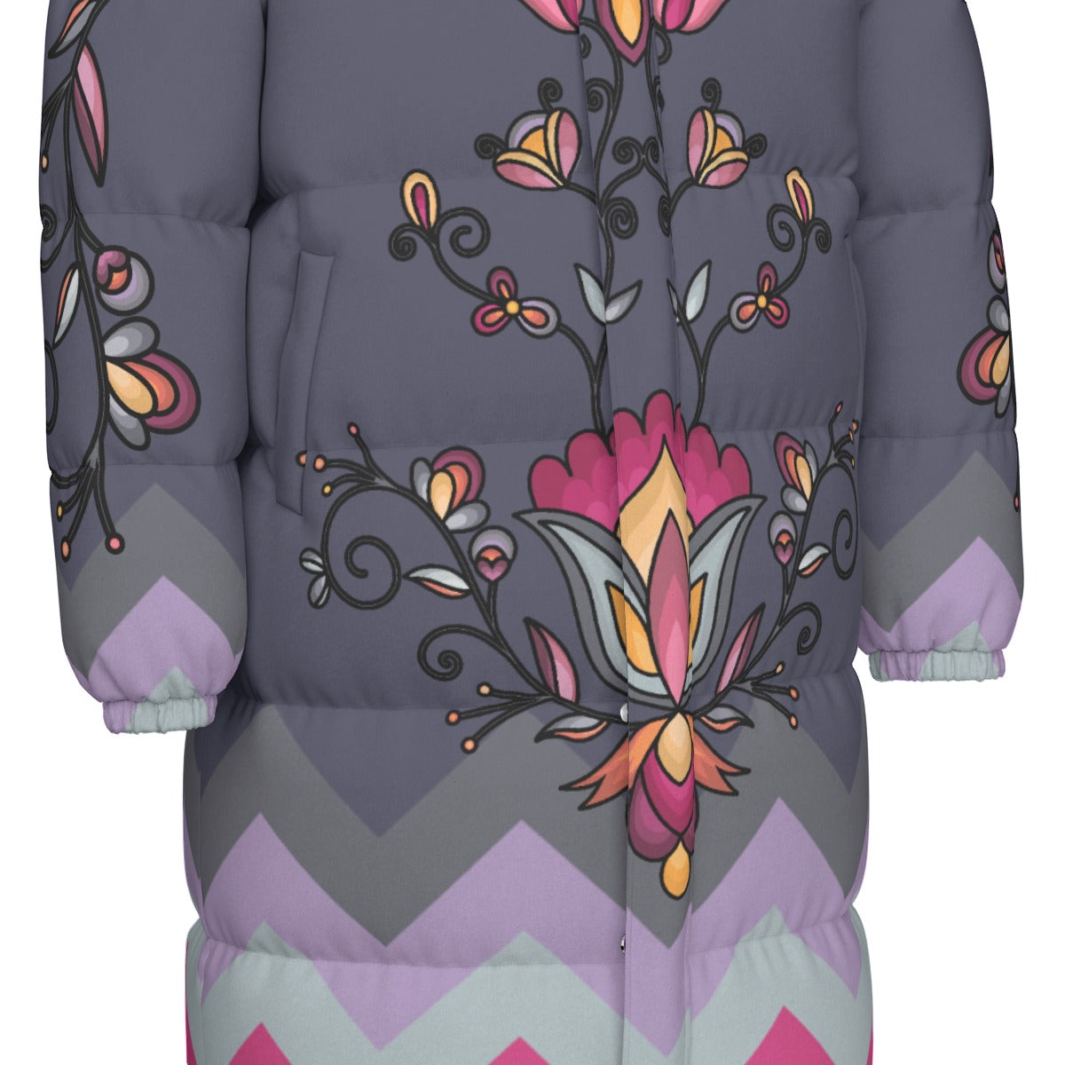 Crimson Drift Petals Unisex Long Down Jacket