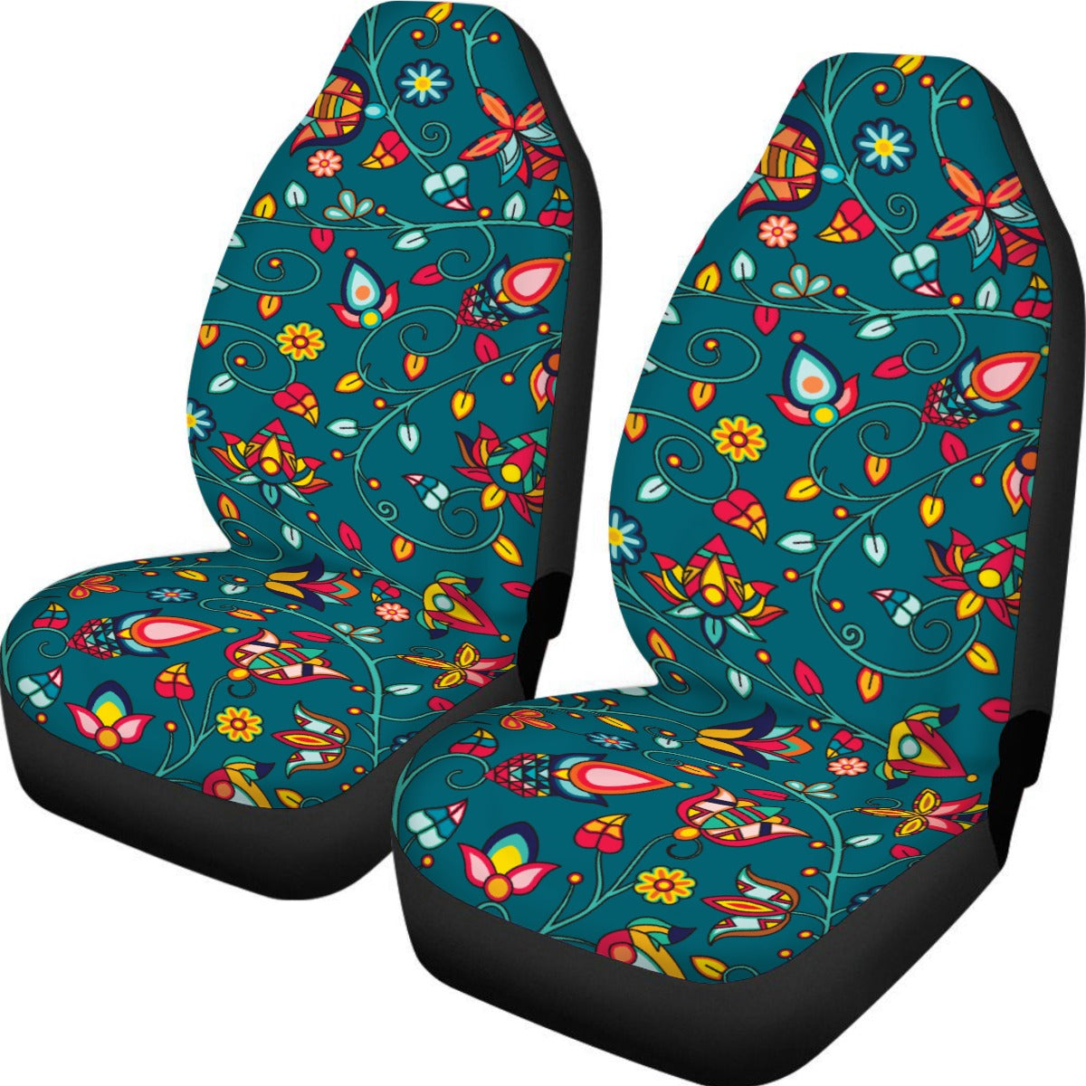 Thorny Path Teal Universal Car Seat Cover With Thickened Back