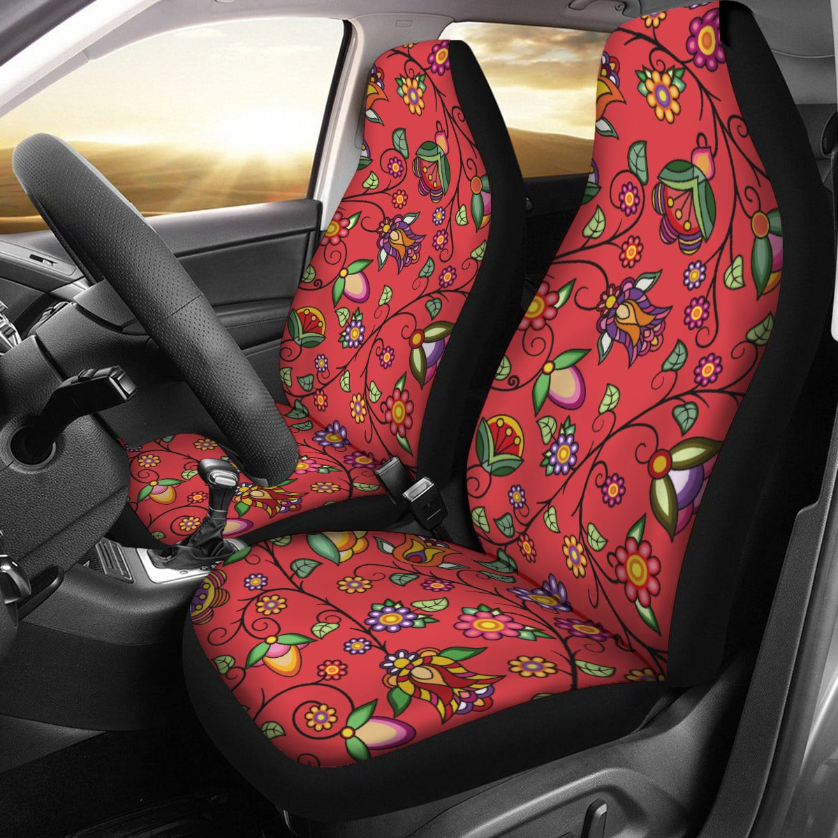 Heartbeat Petals Red Universal Car Seat Cover With Thickened Back