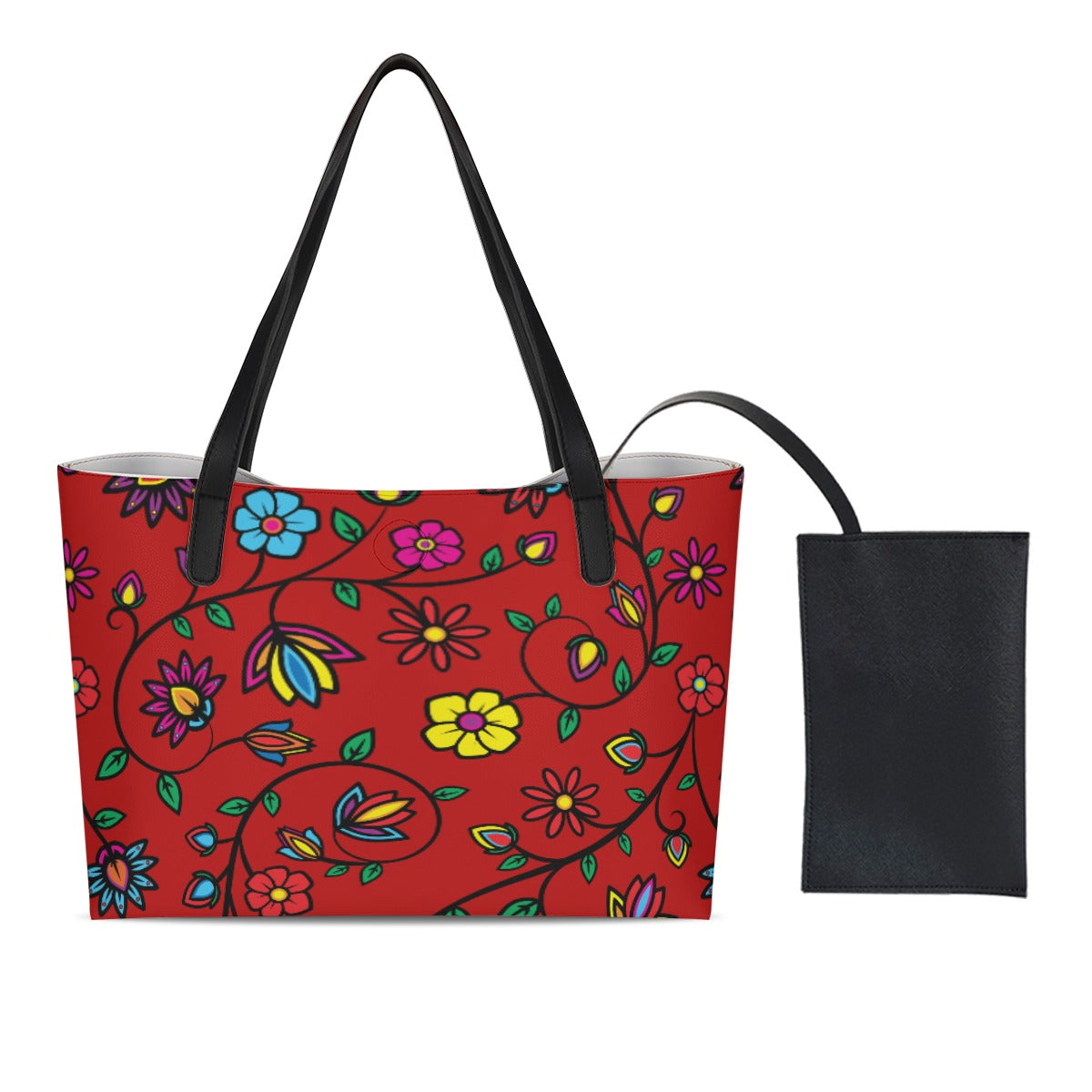 Nature's Nexus Red Shopping Tote Bag With Black Mini Purse