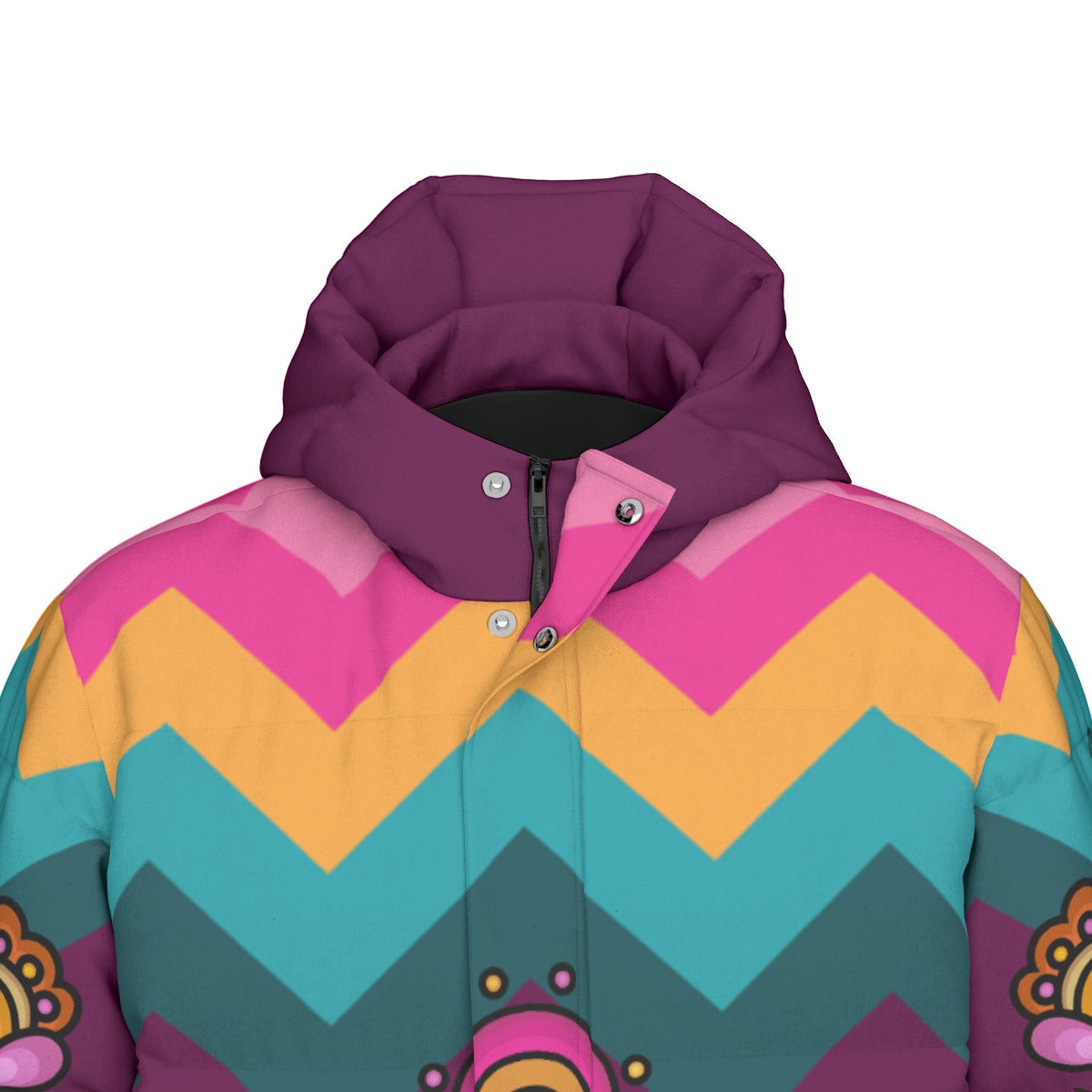 Copper Prairie Petals Unisex Long Down Jacket