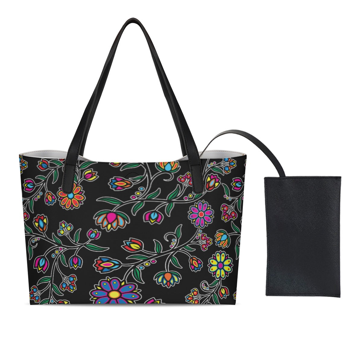 Cosmic Whisper Black Shopping Tote Bag With Black Mini Purse