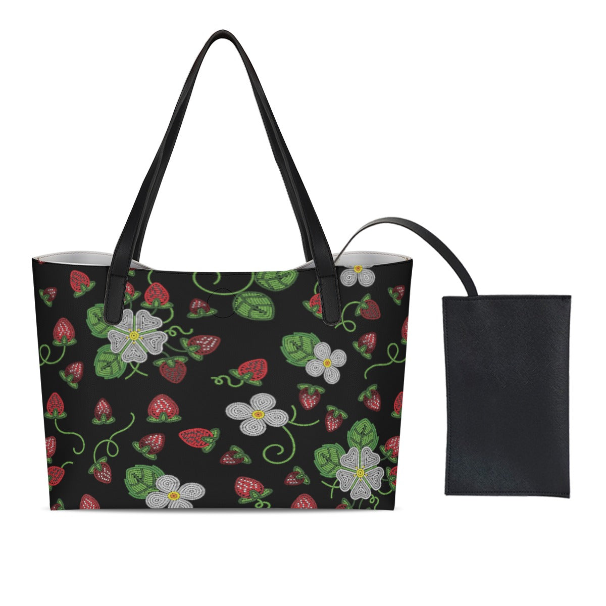 Strawberry Dreams Midnight Shopping Tote Bag With Black Mini Purse