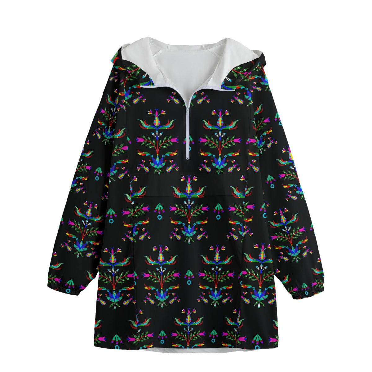 Dakota Damask Black Unisex Windbreaker Long Jacket