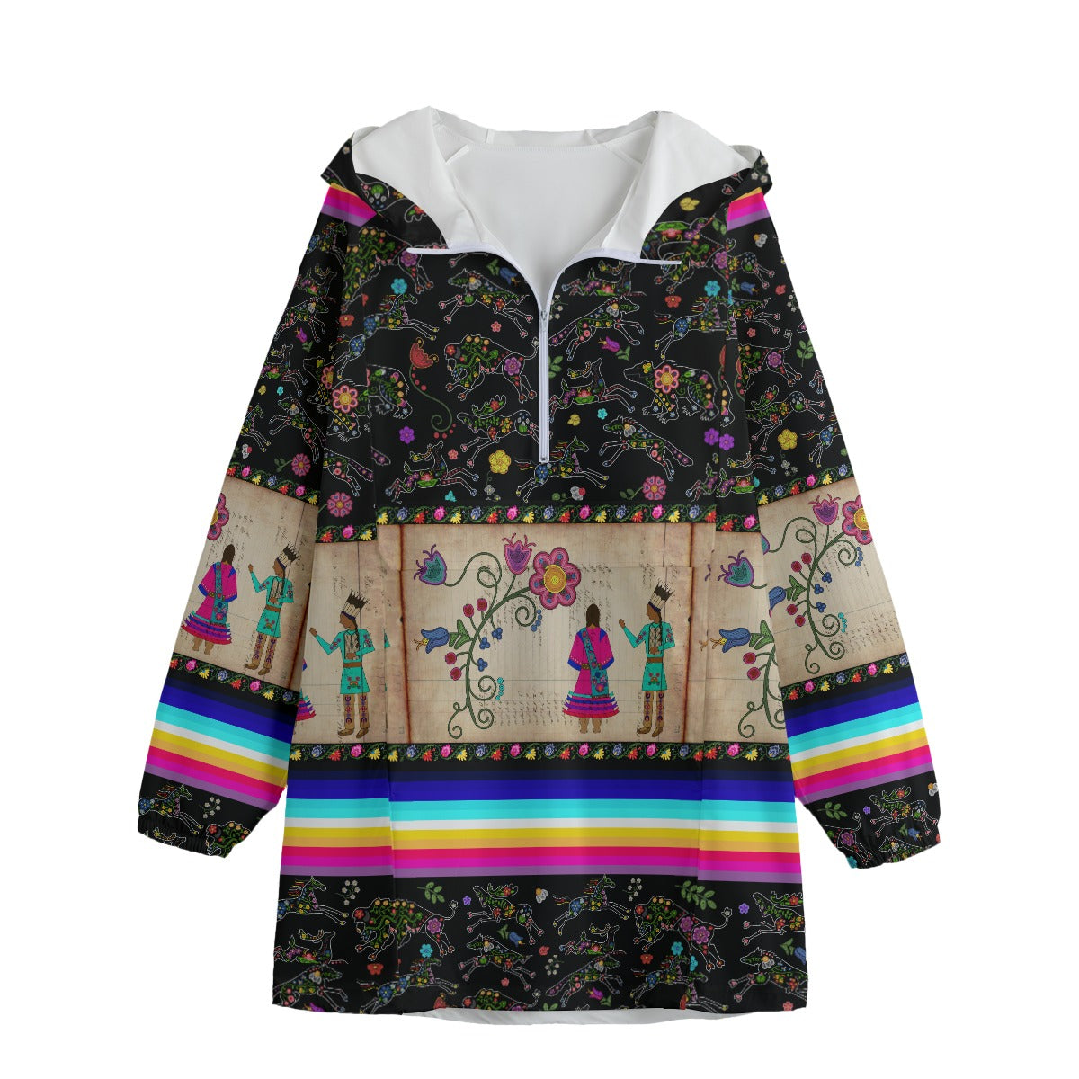 Floral Ledger Sweethearts Unisex Windbreaker Long Jacket