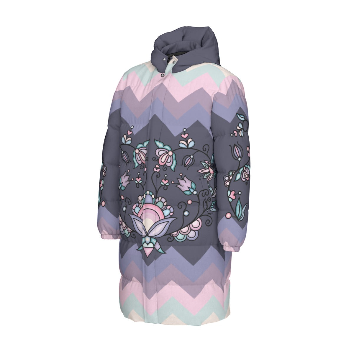 Silver Frostflower Unisex Long Down Jacket