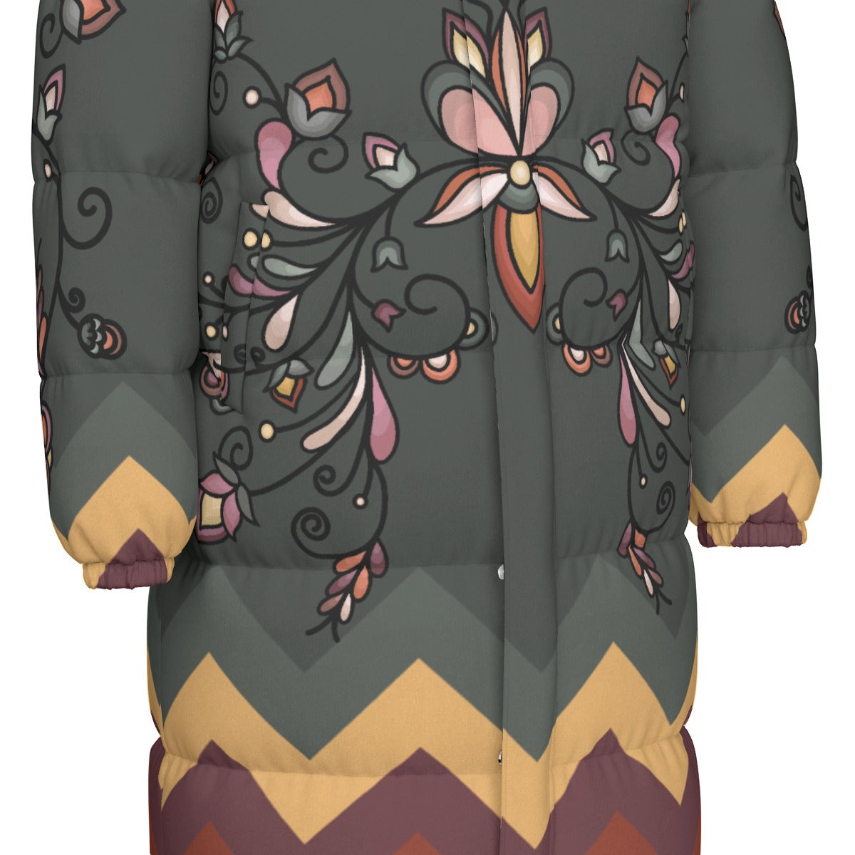 Burn Sky Petals Unisex Long Down Jacket