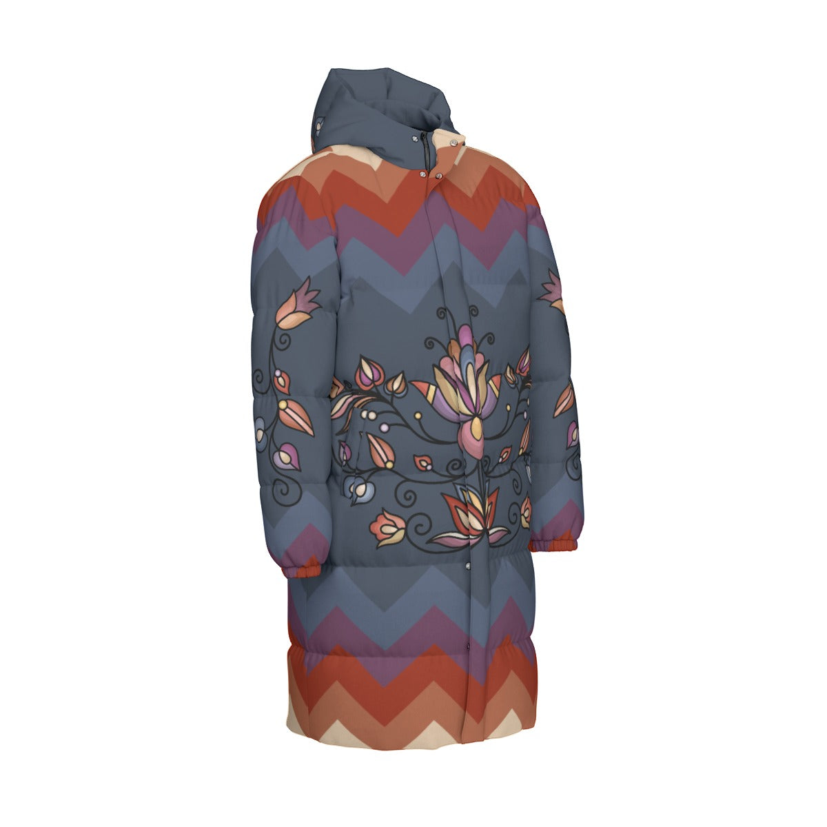 Ember Blossom Floral Unisex Long Down Jacket