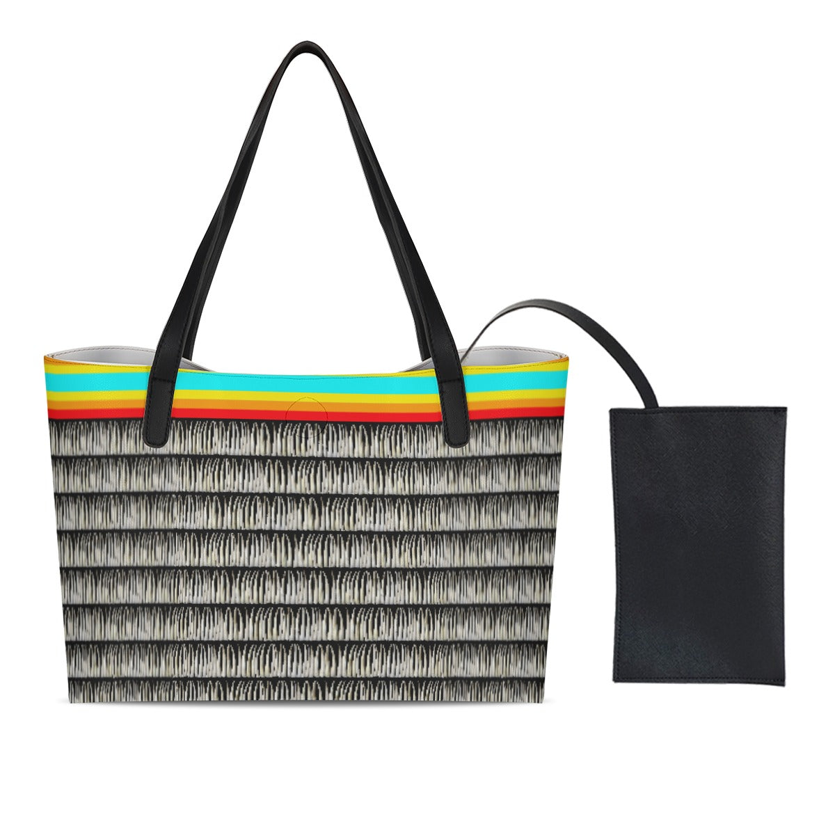 Dentalium on Black Shopping Tote Bag With Black Mini Purse
