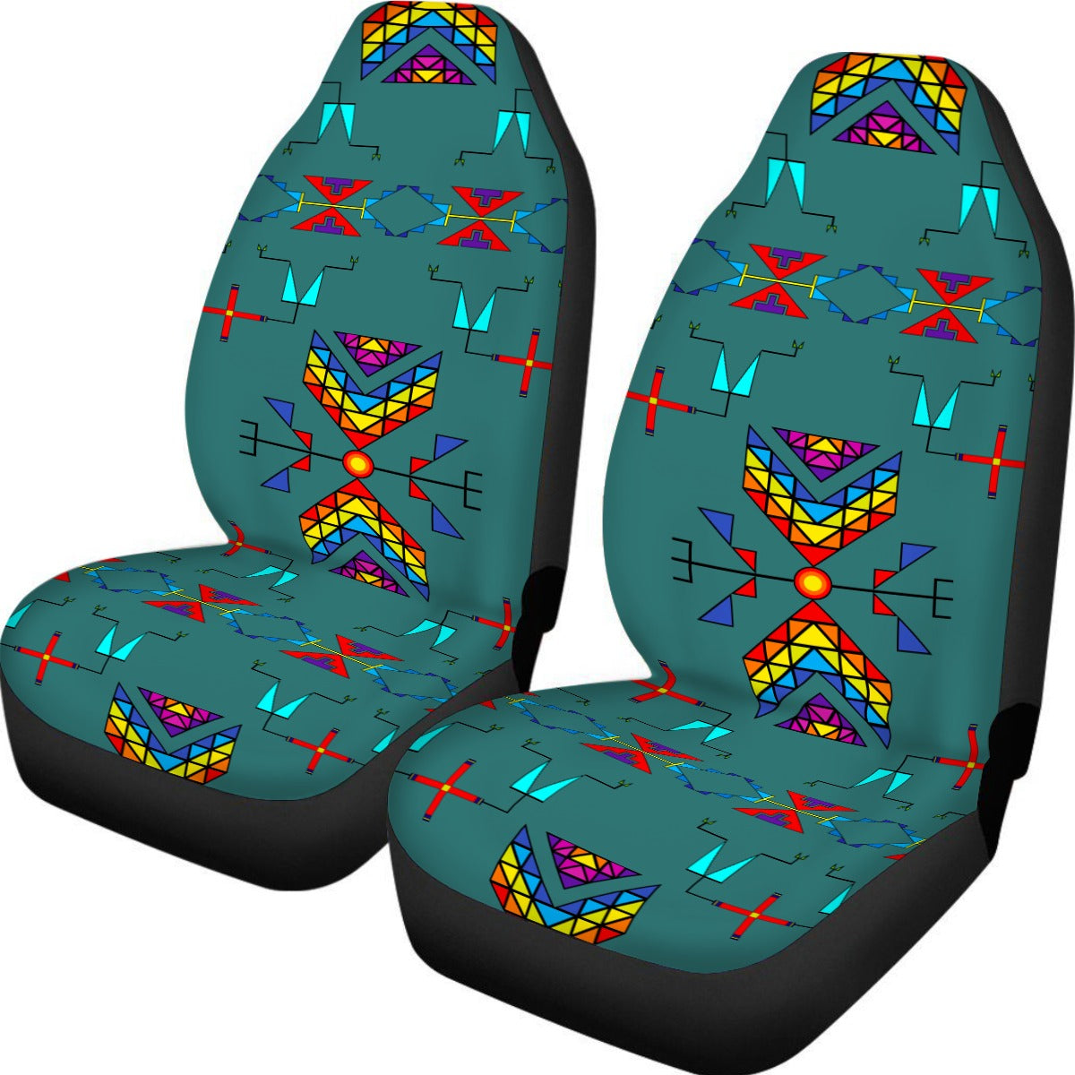Rainy Chief Rainbow Teal Sky Universal Car Seat Cover With Thickened Back