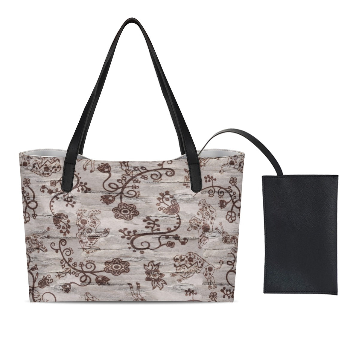 Forest Medley Shopping Tote Bag With Black Mini Purse