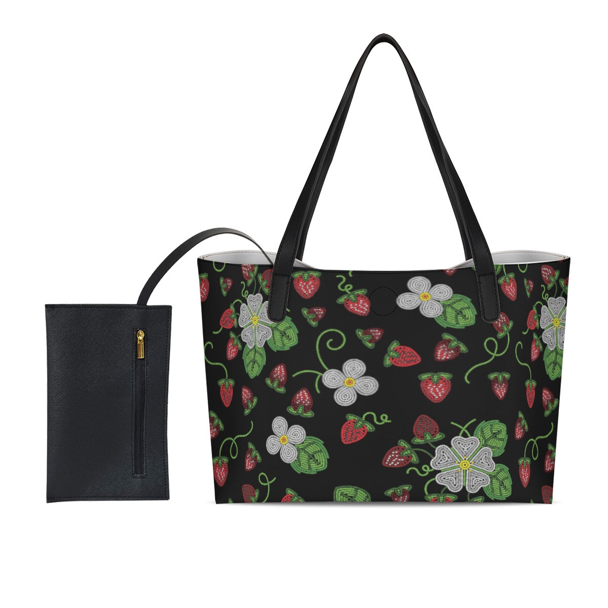 Strawberry Dreams Midnight Shopping Tote Bag With Black Mini Purse