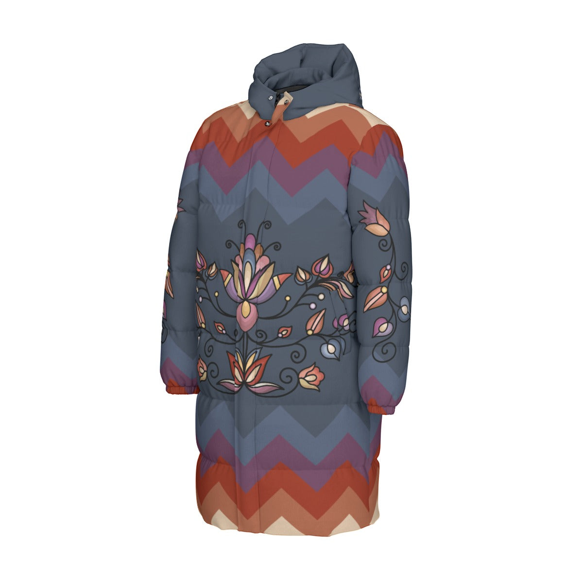 Ember Blossom Floral Unisex Long Down Jacket
