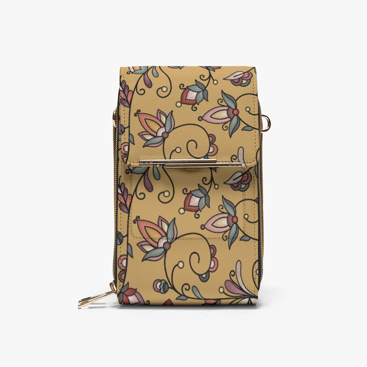 Burnt Sky Petals Gold Mobile Phone Chest Bag