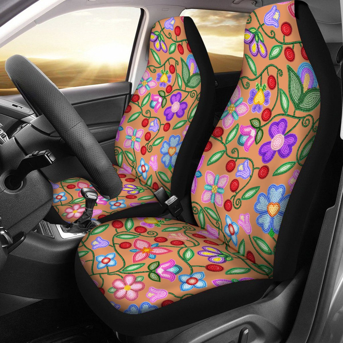 Petal Harmony Terracotta Universal Car Seat Cover With Thickened Back