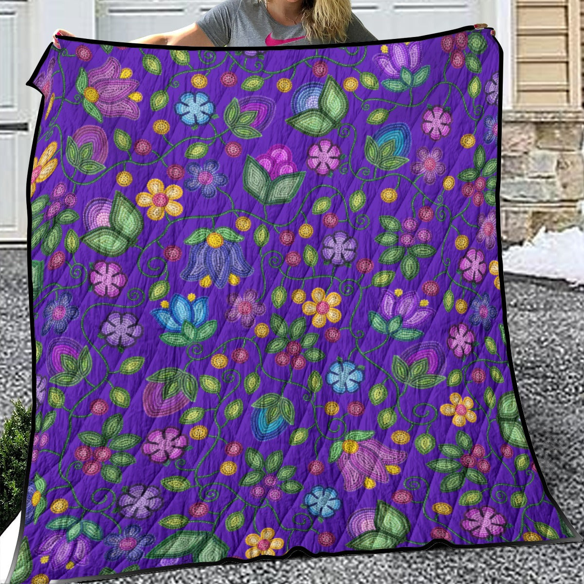 Bloom Uplift Indigo Lightweight & Breathable Quilt With Edge-wrapping Strips