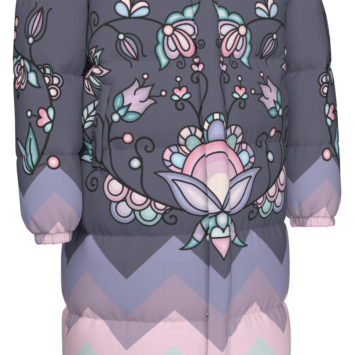 Silver Frostflower Unisex Long Down Jacket