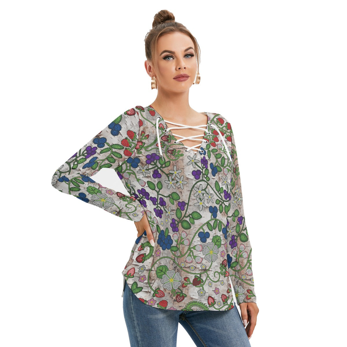 Grandmothers BR Bark Women's Long Sleeve Neckline Tie Sweatshirt