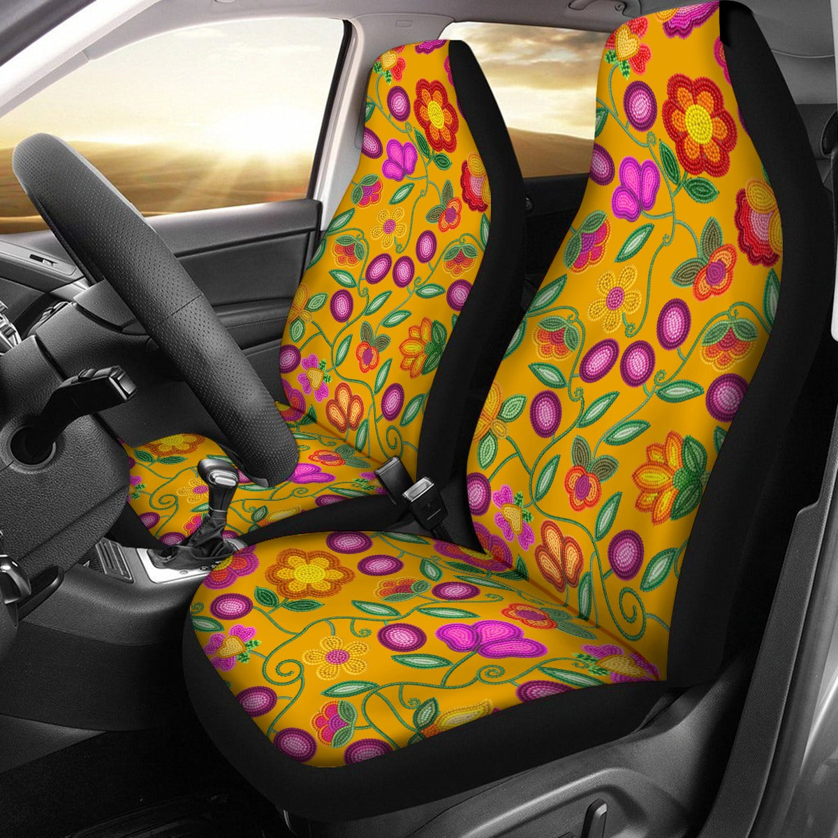 Boreal Bounty Yellow Universal Car Seat Cover With Thickened Back