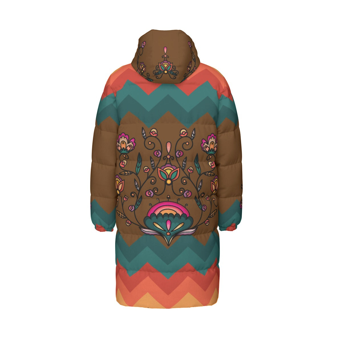 Maple Shine Ribbon Rose Unisex Long Down Jacket