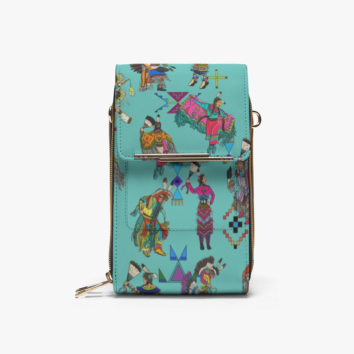 Grand Entry Dancers Eggshell Blue Mobile Phone Chest Bag