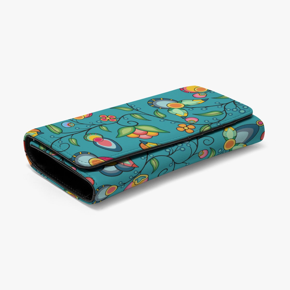 Floral Bounty Teal Foldable Wallet