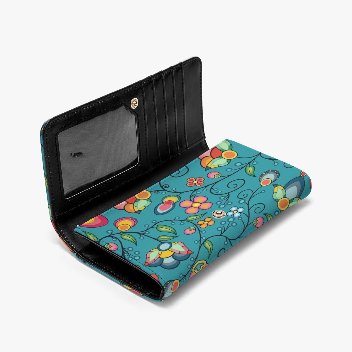 Floral Bounty Teal Foldable Wallet