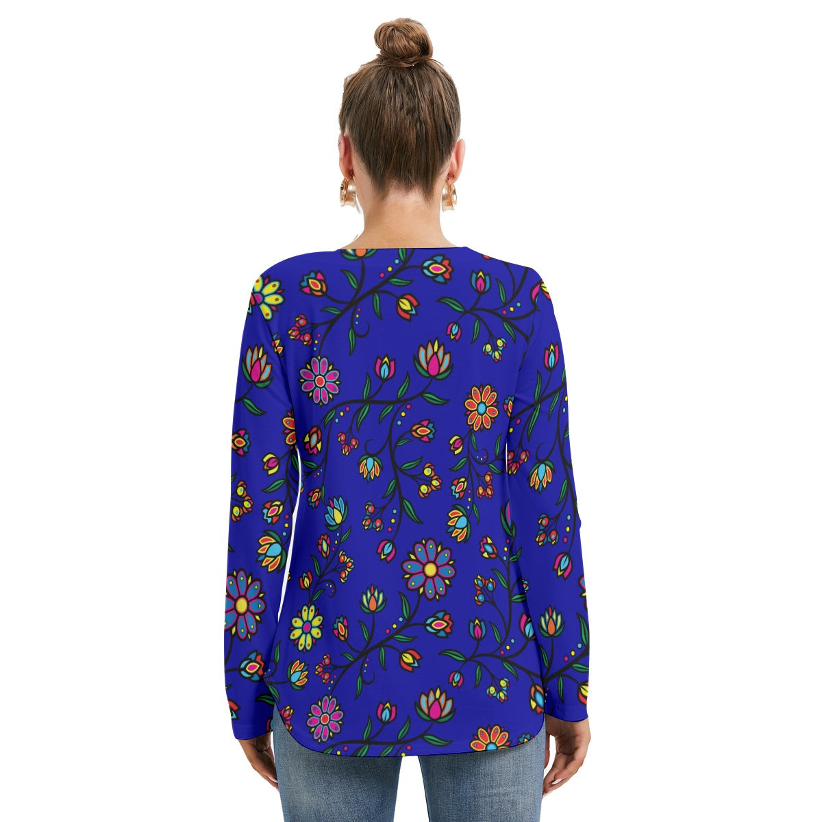 Cosmic Whisper Elk Shadow SQ Women's Long Sleeve Neckline Tie Sweatshirt