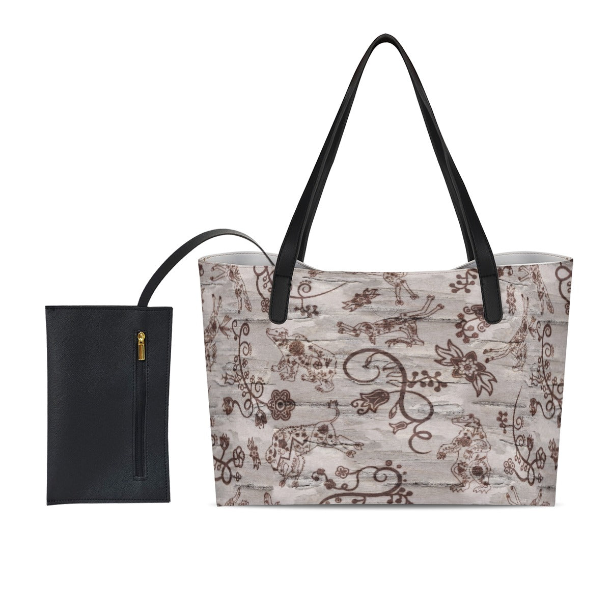 Forest Medley Shopping Tote Bag With Black Mini Purse