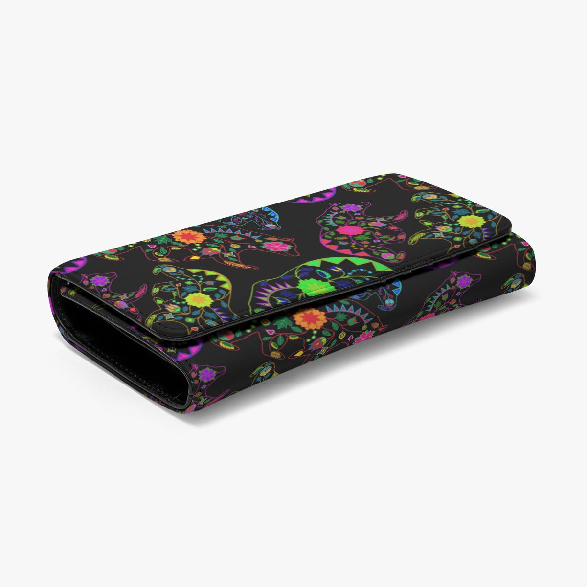 Neon Floral Bears Foldable Wallet