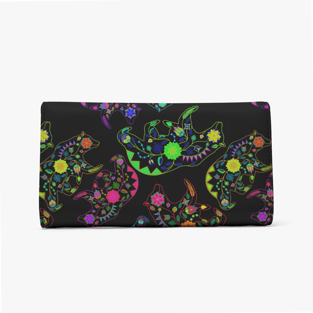 Neon Floral Bears Foldable Wallet