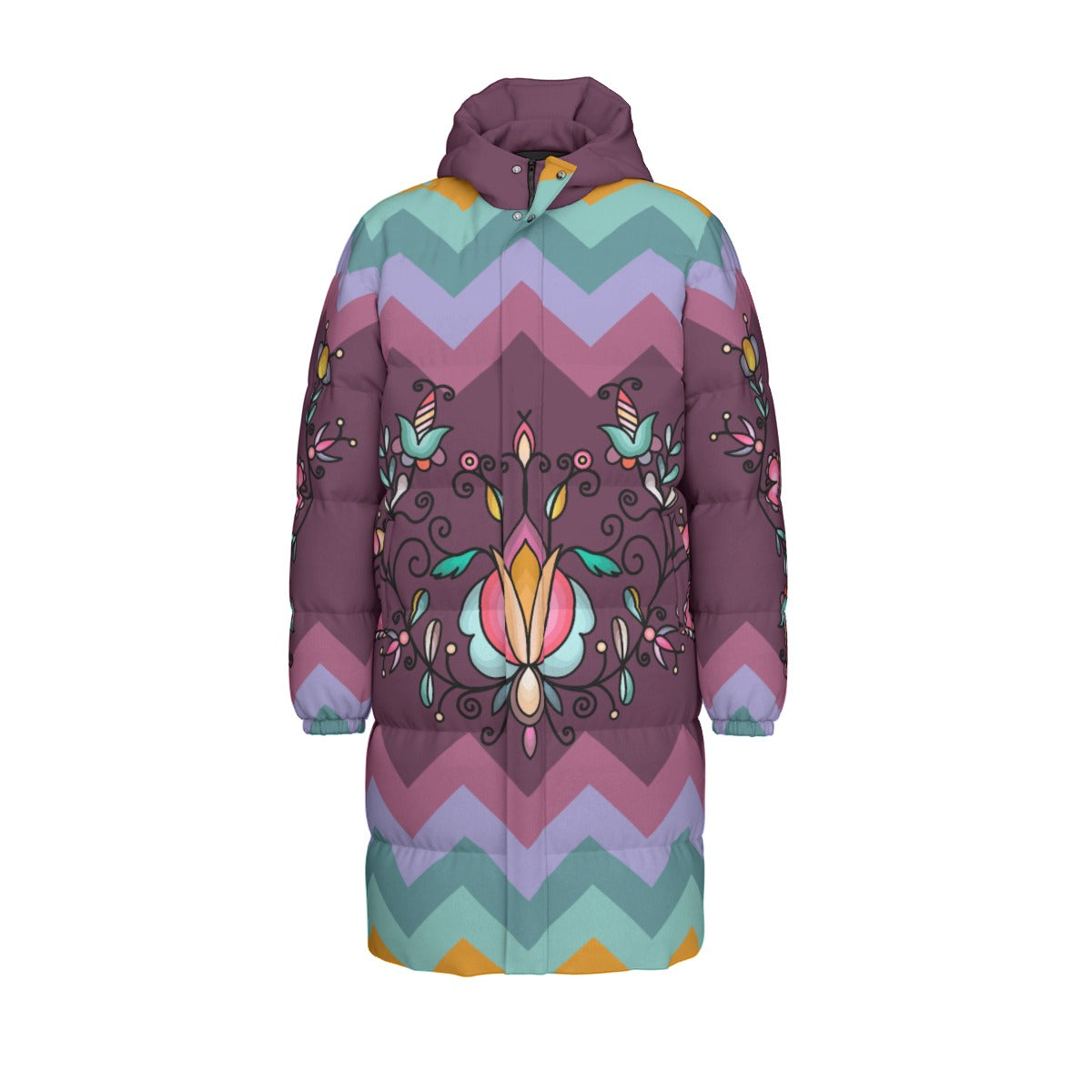 Harvest Hearth Floral Main Unisex Long Down Jacket