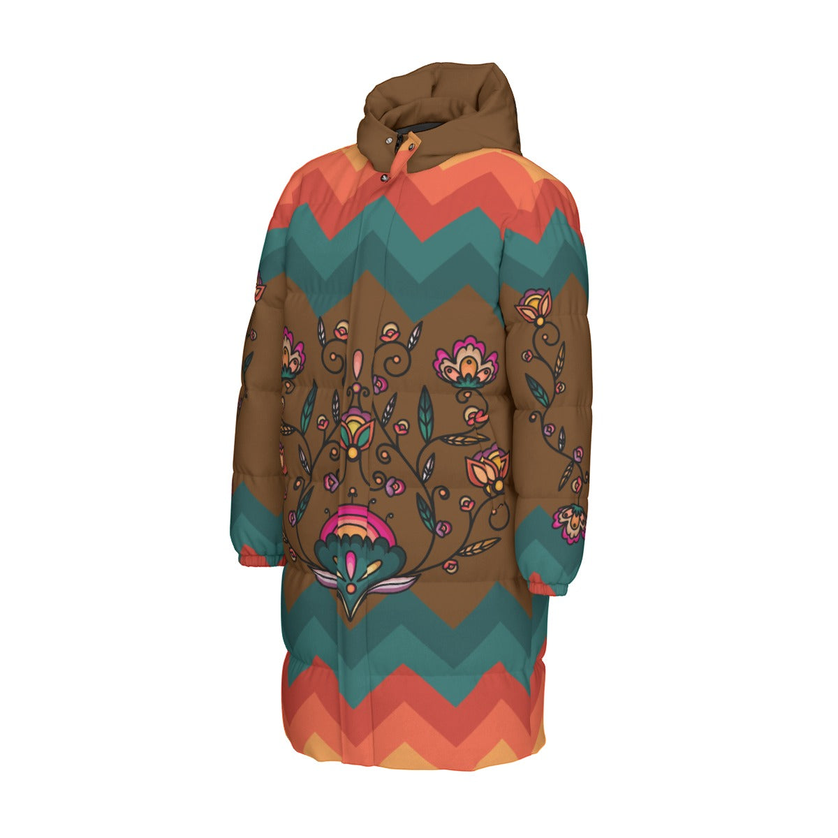 Maple Shine Ribbon Rose Unisex Long Down Jacket